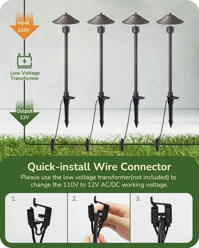 Alt view image 6 of 7 - EDISHINE Low Voltage Landscape Lighting, Wired LED Pathway Lights 4 Pack | 16.5" Tall, 12V AC/DC, 3W 150LM 3000K, 50,000H, Waterproof Aluminum for Walkway, Driveway, Garden, Path, Yard