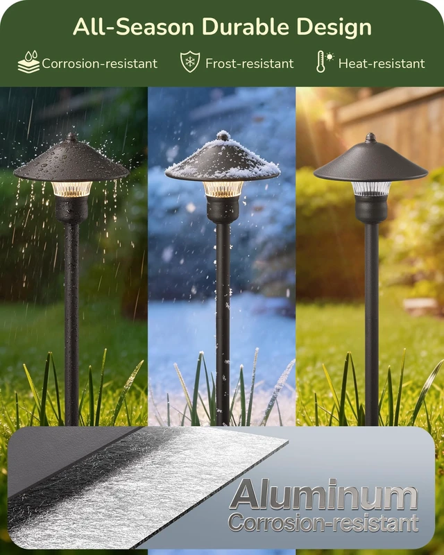 Alt view image 5 of 7 - EDISHINE Low Voltage Landscape Lighting, Wired LED Pathway Lights 4 Pack | 16.5" Tall, 12V AC/DC, 3W 150LM 3000K, 50,000H, Waterproof Aluminum for Walkway, Driveway, Garden, Path, Yard