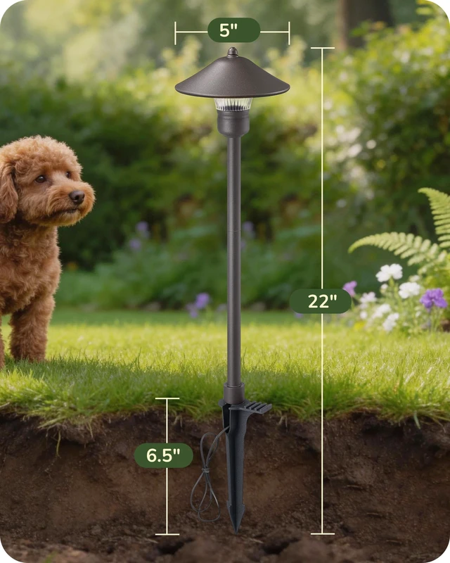 Alt view image 7 of 7 - EDISHINE Low Voltage Landscape Lighting, Wired LED Pathway Lights 4 Pack | 16.5" Tall, 12V AC/DC, 3W 150LM 3000K, 50,000H, Waterproof Aluminum for Walkway, Driveway, Garden, Path, Yard