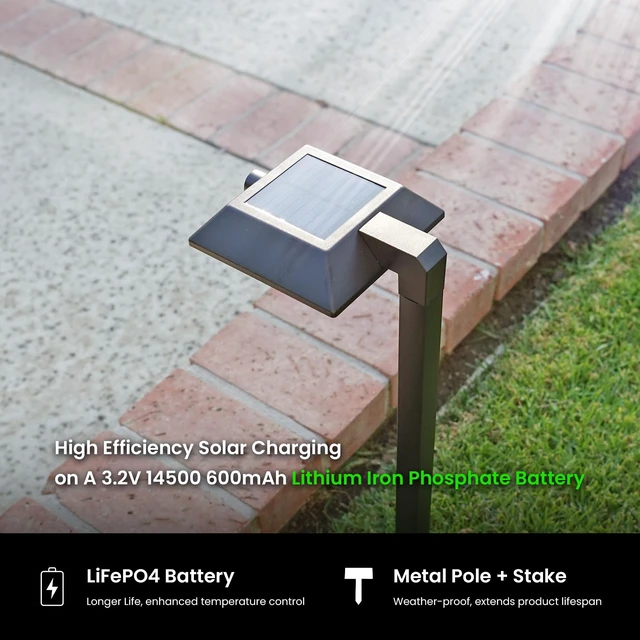 Alt view image 6 of 7 - Home Zone Living 4PK Mesh Linkable Solar LED Security Pathway Light, Bronze | LiFePO4 Battery, 300LM, Auto-Linking, 110°x16ft Motion Detection, CCT 3000K 4000K 5000K, Stainless Steel, Garden Yard