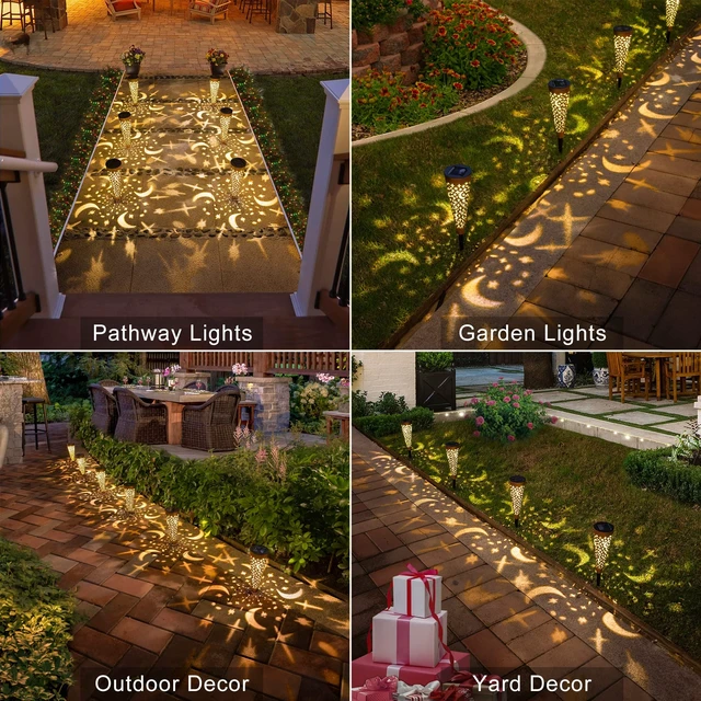 Alt view image 2 of 7 - Go2garden Solar Lights Outdoor Decorative Stake Lights Waterproof with Moon Star for Patio, Pathway, Backyard, Outside Decorations, Lawn Ornaments,Garden Gifts (Copper, 6pack)