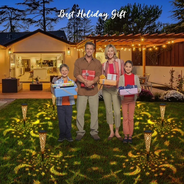 Alt view image 3 of 7 - Go2garden Solar Lights Outdoor Decorative Stake Lights Waterproof with Moon Star for Patio, Pathway, Backyard, Outside Decorations, Lawn Ornaments,Garden Gifts (Copper, 6pack)