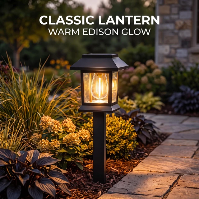 Alt view image 3 of 7 - Benany Solar Outdoor Lights, 12 Pack Solar Pathway Lights Waterproof, Landscape Lighting for Path Walkway Lawn Garden Yard Outside Décor, Black