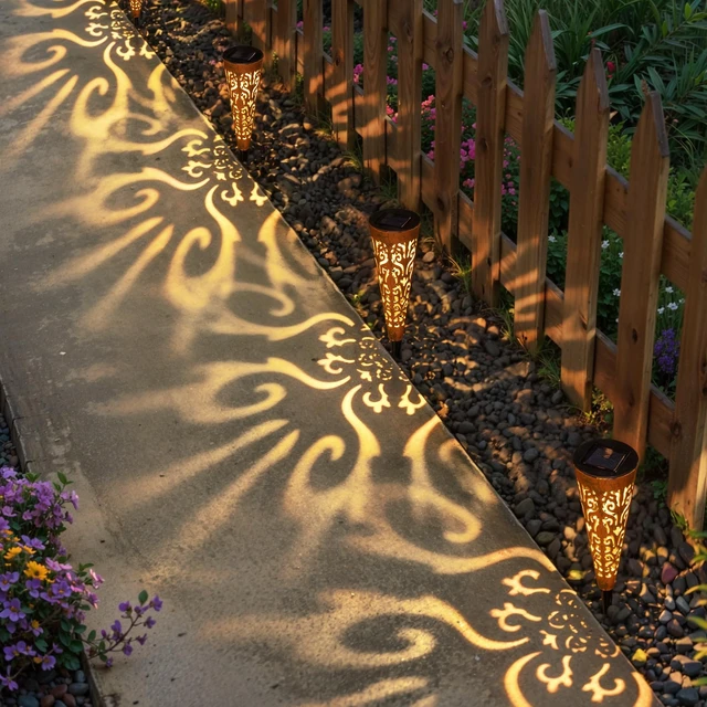 Alt view image 3 of 6 - Go2garden 6Pcs Garden Solar Lights Outdoor Stakes Decorative Lighting for Yard, Pathway, Patio Decor Lawn Ornament (Red Copper)