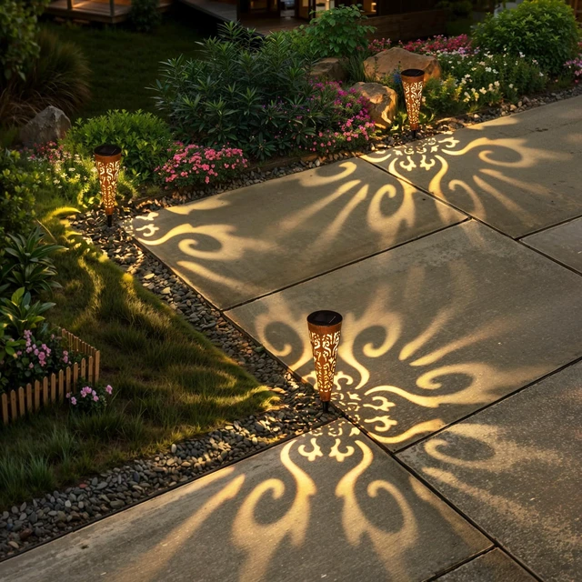 Alt view image 4 of 6 - Go2garden 6Pcs Garden Solar Lights Outdoor Stakes Decorative Lighting for Yard, Pathway, Patio Decor Lawn Ornament (Red Copper)