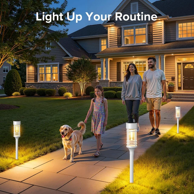 Alt view image 2 of 7 - LETMY Solar Pathway Lights Outdoor, 4 Pack Solar Lights Outdoor Waterproof IP65, Bright Garden Light for Yard Walkway Driveway Landscape Garden DecorWhite