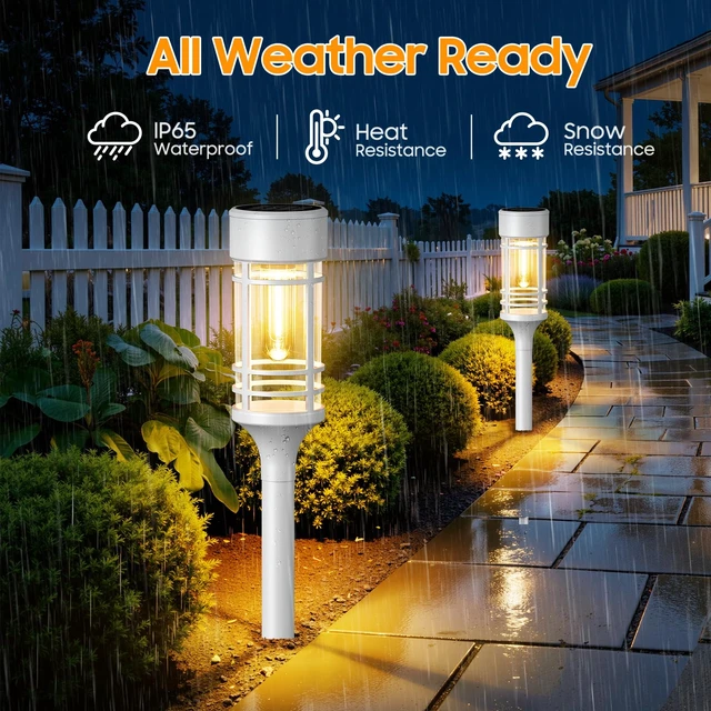 Alt view image 4 of 7 - LETMY Solar Pathway Lights Outdoor, 4 Pack Solar Lights Outdoor Waterproof IP65, Bright Garden Light for Yard Walkway Driveway Landscape Garden DecorWhite