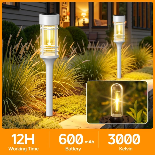 Alt view image 5 of 7 - LETMY Solar Pathway Lights Outdoor, 4 Pack Solar Lights Outdoor Waterproof IP65, Bright Garden Light for Yard Walkway Driveway Landscape Garden DecorWhite