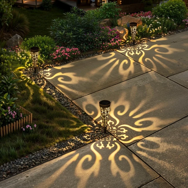 Alt view image 4 of 6 - Go2garden 6Pcs Solar Lights Outdoor Garden Decor Gifts for Women Mom,Waterproof Conical Garden Stakes for Yard, Lawn, Pathway,Garden Lights Mothers' Day Birthday Gifts for Men(Black)