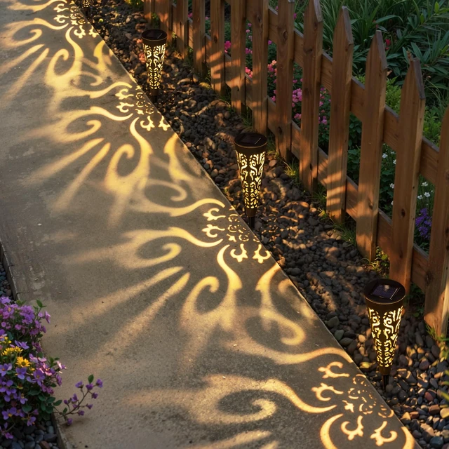 Alt view image 3 of 6 - Go2garden 6Pcs Solar Lights Outdoor Garden Decor Gifts for Women Mom,Waterproof Conical Garden Stakes for Yard, Lawn, Pathway,Garden Lights Mothers' Day Birthday Gifts for Men(Black)