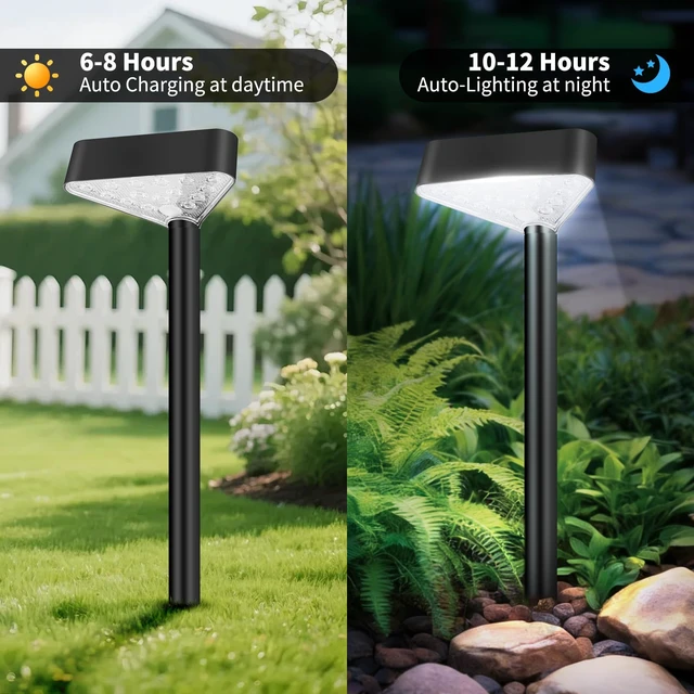 Alt view image 5 of 7 - 8 Pack Solar Pathway Lights Outdoor, Bright LED Solar Landscape Lights | Waterproof Solar Garden Lights for Yard, Patio, Walkway, Lawn, DrivewayCold White, 8 Pack