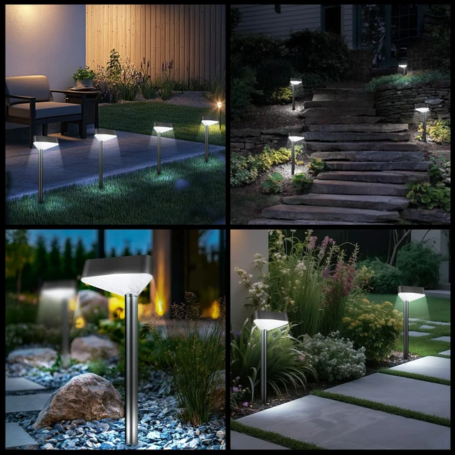Alt view image 7 of 7 - 8 Pack Solar Pathway Lights Outdoor, Bright LED Solar Landscape Lights | Waterproof Solar Garden Lights for Yard, Patio, Walkway, Lawn, DrivewayCold White, 8 Pack
