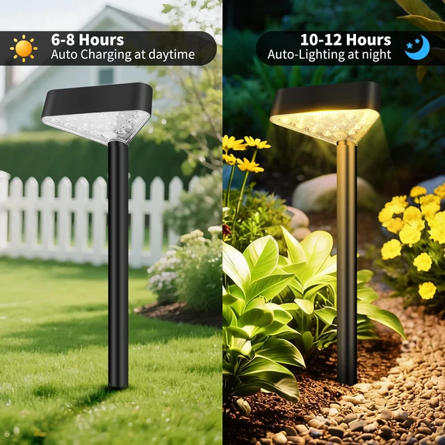 Alt view image 5 of 7 - 8 Pack Solar Pathway Lights Outdoor, Bright LED Solar Landscape Lights | Waterproof Solar Garden Lights for Yard, Patio, Walkway, Lawn, Driveway(Warm White, 8 Pack)
