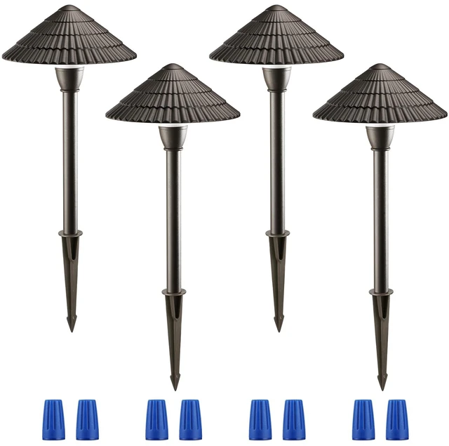Main image of LEONLITE 4-Pack LED Low Voltage Landscape Path Lights, 12-24V AC/DC, 4000K | 3W 120LM, CRI90, ETL Listed, Cast Aluminum, Wet Location, Cool White, Wired Pathway Lights, for Yard Lawn