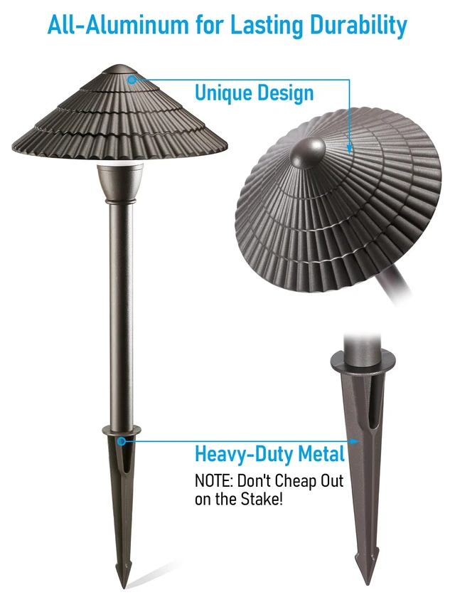 Alt view image 2 of 7 - LEONLITE 4-Pack LED Low Voltage Landscape Path Lights, 12-24V AC/DC, 4000K | 3W 120LM, CRI90, ETL Listed, Cast Aluminum, Wet Location, Cool White, Wired Pathway Lights, for Yard Lawn