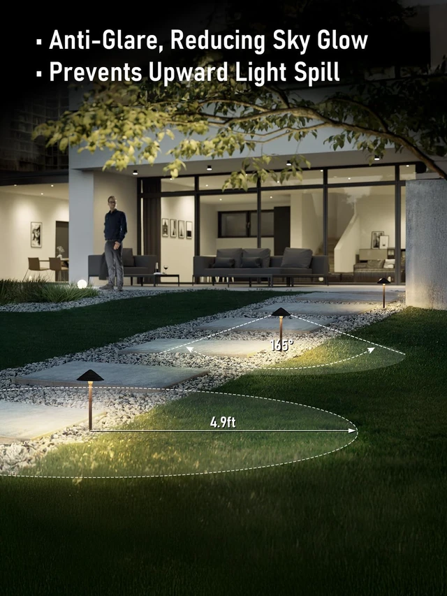 Alt view image 3 of 7 - LEONLITE 4-Pack LED Low Voltage Landscape Path Lights, 12-24V AC/DC, 4000K | 3W 120LM, CRI90, ETL Listed, Cast Aluminum, Wet Location, Cool White, Wired Pathway Lights, for Yard Lawn