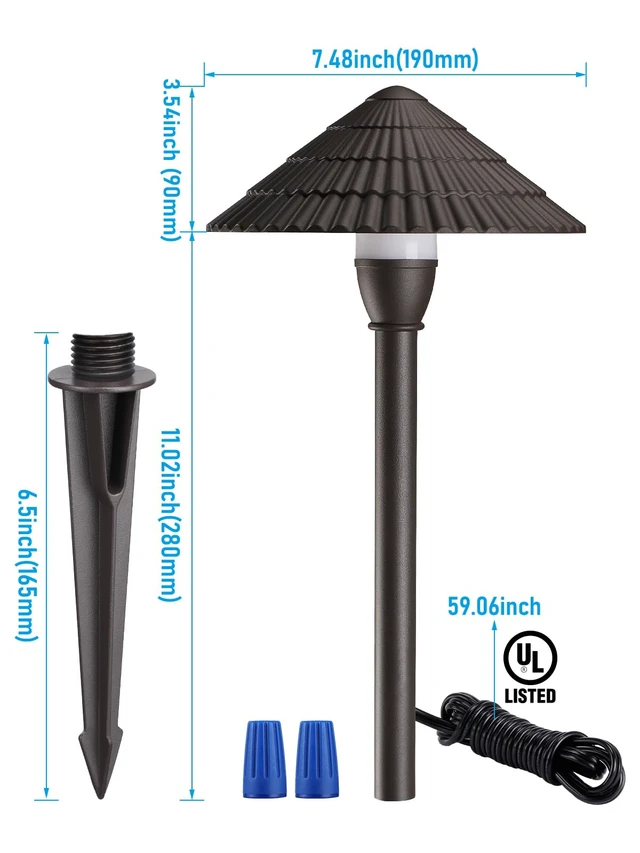 Alt view image 7 of 7 - LEONLITE 4-Pack LED Low Voltage Landscape Path Lights, 12-24V AC/DC, 4000K | 3W 120LM, CRI90, ETL Listed, Cast Aluminum, Wet Location, Cool White, Wired Pathway Lights, for Yard Lawn