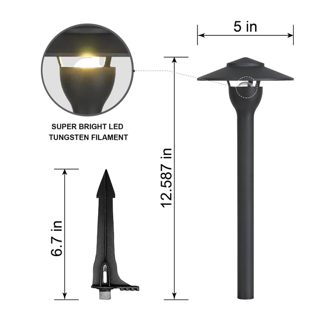 Alt view image 3 of 6 - MULANDI Low Voltage Pathway Lights LED Landscape Lights, 4.5W 12V AC/DC, 3000K Warm White, Cast-Aluminum, IP65 Waterproof, ETL Listed, for Yard, Walkway, Garden, 8 Pack