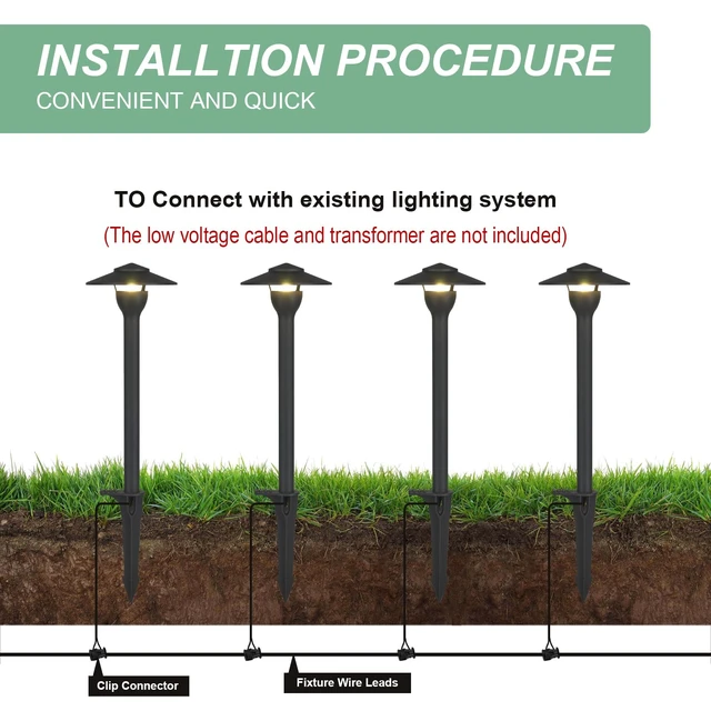 Alt view image 5 of 6 - MULANDI Low Voltage Pathway Lights LED Landscape Lights, 4.5W 12V AC/DC, 3000K Warm White, Cast-Aluminum, IP65 Waterproof, ETL Listed, for Yard, Walkway, Garden, 8 Pack