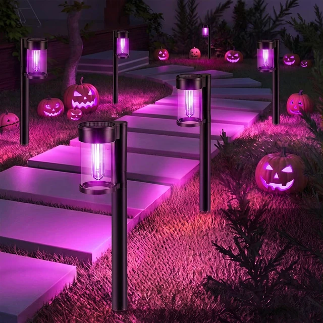 Main image of Mancra 10 Pack Solar Pathway Lights Outdoor, Solar Halloween Lights Purple LED Path Landscape Lighting for Garden Yard Walkway Driveway Halloween Decor