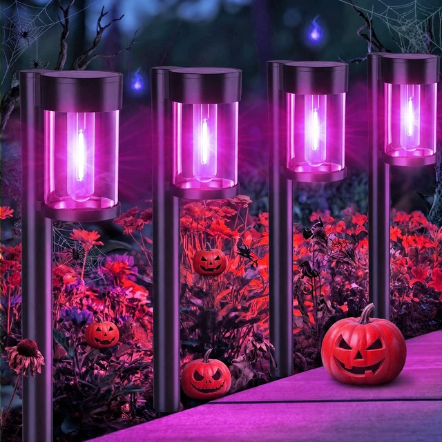 Alt view image 2 of 7 - Mancra 10 Pack Solar Pathway Lights Outdoor, Solar Halloween Lights Purple LED Path Landscape Lighting for Garden Yard Walkway Driveway Halloween Decor