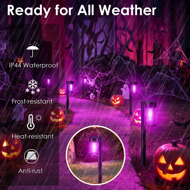 Alt view image 7 of 7 - Mancra 10 Pack Solar Pathway Lights Outdoor, Solar Halloween Lights Purple LED Path Landscape Lighting for Garden Yard Walkway Driveway Halloween Decor