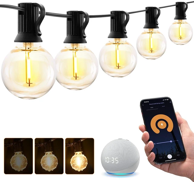 Main image of XMCOSY+ Smart Outdoor String Lights, 75Ft G40 Patio Lights with 34 Bulbs | Dimmable LED Bulbs, Connectable, WiFi & APP Control, Works with Alexa, Extendable Waterproof Design for Porch and Backyard