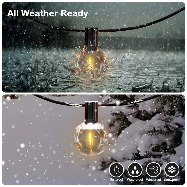 Alt view image 4 of 7 - VerRon 50FT LED G40 Globe String Lights with 50+2 Dimmable Edison Bulbs | Shatterproof Outdoor Patio String Lights, Backyard Hanging Bistro Light Waterproof for Balcony Party Wedding Market Cafe