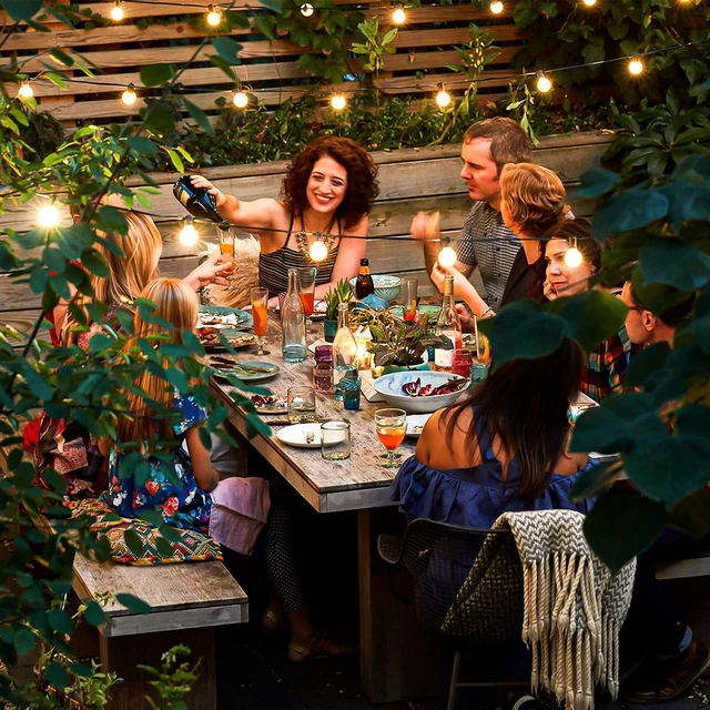 Alt view image 3 of 7 - VerRon 50FT LED G40 Globe String Lights with 50+2 Dimmable Edison Bulbs | Shatterproof Outdoor Patio String Lights, Backyard Hanging Bistro Light Waterproof for Balcony Party Wedding Market Cafe