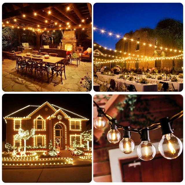 Alt view image 7 of 7 - VerRon 50FT LED G40 Globe String Lights with 50+2 Dimmable Edison Bulbs | Shatterproof Outdoor Patio String Lights, Backyard Hanging Bistro Light Waterproof for Balcony Party Wedding Market Cafe