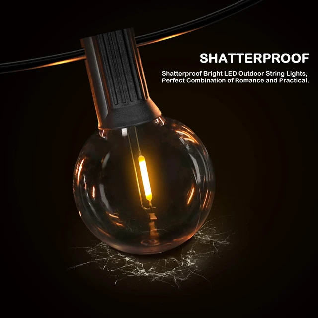 Alt view image 2 of 7 - VerRon 50FT LED G40 Globe String Lights with 50+2 Dimmable Edison Bulbs | Shatterproof Outdoor Patio String Lights, Backyard Hanging Bistro Light Waterproof for Balcony Party Wedding Market Cafe