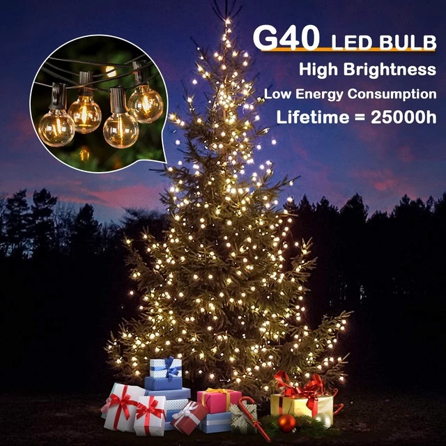 Alt view image 5 of 7 - VerRon 50FT LED G40 Globe String Lights with 50+2 Dimmable Edison Bulbs | Shatterproof Outdoor Patio String Lights, Backyard Hanging Bistro Light Waterproof for Balcony Party Wedding Market Cafe