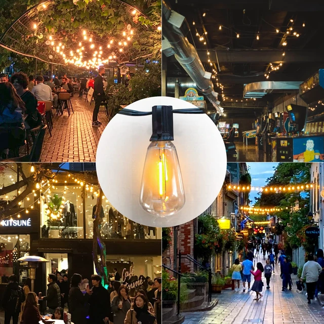 Alt view image 5 of 7 - Achin 100FT Outdoor String Lights LED Dimmable Patio Lights String Waterproof with 50+3 Shatterproof Bulbs ST38 Vintage String Lights for Outside Gazebo Bistro Lights, 2200K Warm White