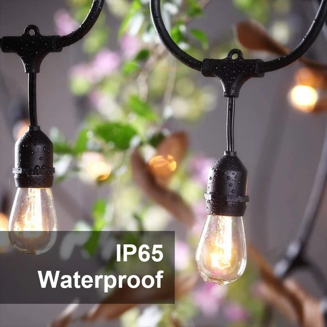 Alt view image 4 of 7 - SUNTHIN 2 Pack 48FT Outdoor String Lights,Hanging Incandescent String Lights Commercial Grade Waterproof Patio Light Outside with Dimmable Connectable Edison Glass Bulbs for Bistro,Party,Holiday Decor