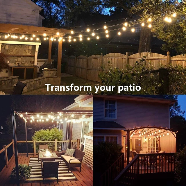 Alt view image 7 of 7 - SUNTHIN 2 Pack 48FT Outdoor String Lights,Hanging Incandescent String Lights Commercial Grade Waterproof Patio Light Outside with Dimmable Connectable Edison Glass Bulbs for Bistro,Party,Holiday Decor