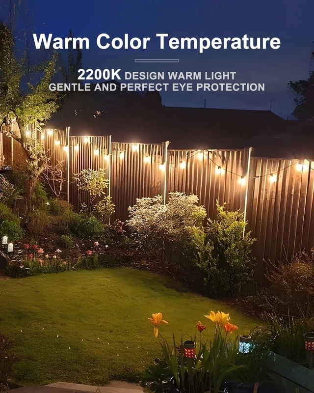 Alt view image 5 of 6 - Lightdot 200FT Outdoor String Lights, LED Bistro String Lights with Shatterproof ST38 Vintage Bulbs, 2200K Dimmable, Waterproof Hanging Lights for Porch, Deck, Garden, Backyard, Balcony - ETL Listed
