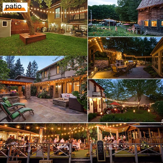 Alt view image 6 of 7 - Outdoor String Lights Waterproof 100FT Commercial for Patio Market | Connectable Heavy Duty Outside Lighting IP65, 32 Dimmable Plastic Edison Bulbs For Backyard Bistro Garden Porch Fence Balcony