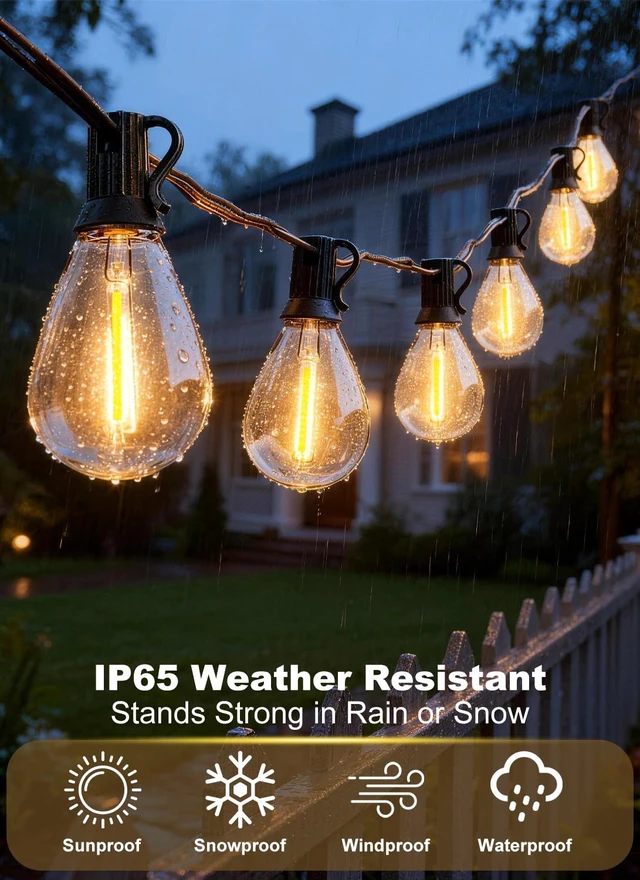 Alt view image 5 of 7 - Gyecahz 200FT Outdoor String Lights Waterproof, 76+2 Shatterproof S11 LED Bulbs, Extra Long Patio Lights for Outside, Bistro Cafe Decor, Backyard Garden Hanging Lights, Outside Fence Light String