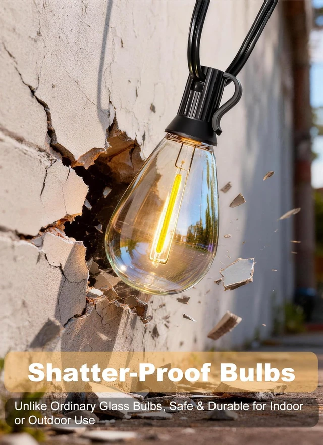 Alt view image 7 of 7 - Gyecahz 200FT Outdoor String Lights Waterproof, 76+2 Shatterproof S11 LED Bulbs, Extra Long Patio Lights for Outside, Bistro Cafe Decor, Backyard Garden Hanging Lights, Outside Fence Light String