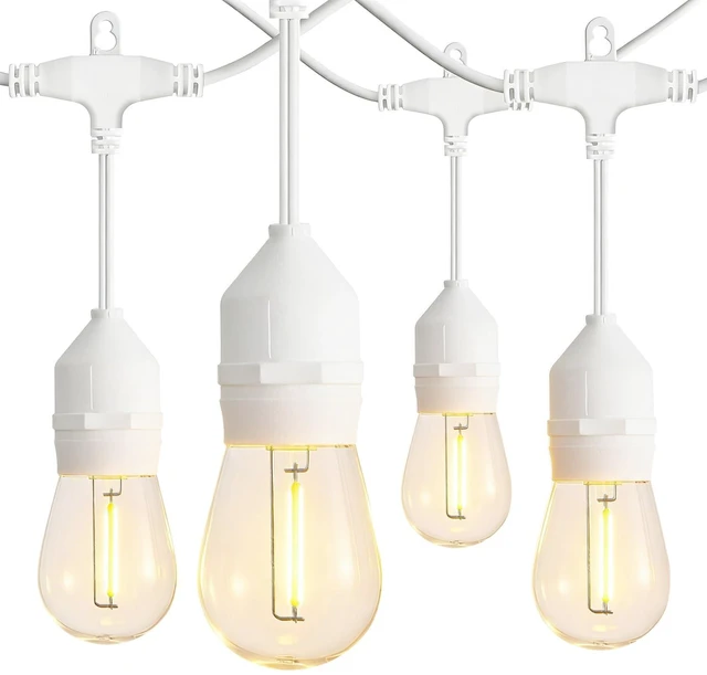 Main image of Banord 50FT Outdoor String Lights, S14 Waterproof Patio Lighting, White | E26 1W LED Edison Bulbs, Shatterproof Dimmable Bulbs, Connectable, For Backyard, Gazebo, Deck, Party, Camping, Bistro