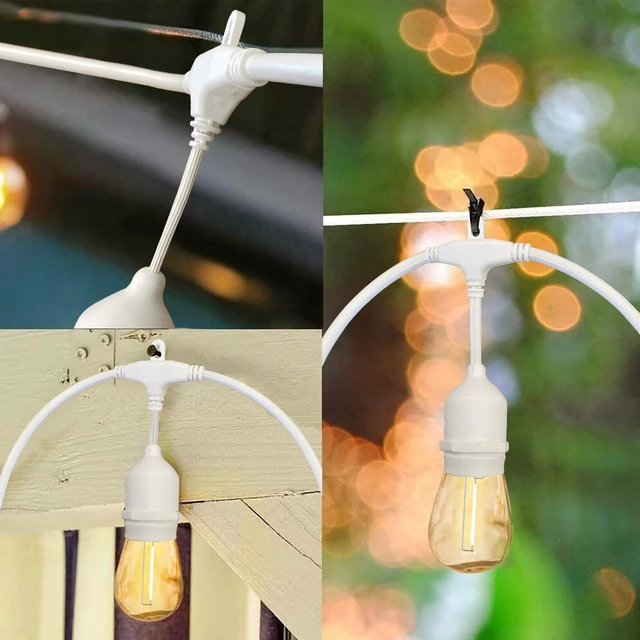 Alt view image 5 of 7 - Banord 50FT Outdoor String Lights, S14 Waterproof Patio Lighting, White | E26 1W LED Edison Bulbs, Shatterproof Dimmable Bulbs, Connectable, For Backyard, Gazebo, Deck, Party, Camping, Bistro
