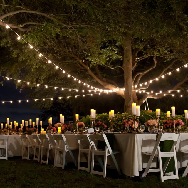 Alt view image 7 of 7 - Banord 50FT Outdoor String Lights, S14 Waterproof Patio Lighting, White | E26 1W LED Edison Bulbs, Shatterproof Dimmable Bulbs, Connectable, For Backyard, Gazebo, Deck, Party, Camping, Bistro