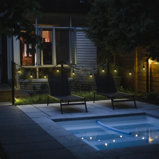 Alt view image 5 of 7 - Feit Electric LED String Lights - Flame Effect, 6 Sockets, Linkable - 12 ft | 12ft Commercial Grade and Shatter Resistant, 15,000-Hour Lifetime, SL12-6/FLAME, 7 Bulbs Included