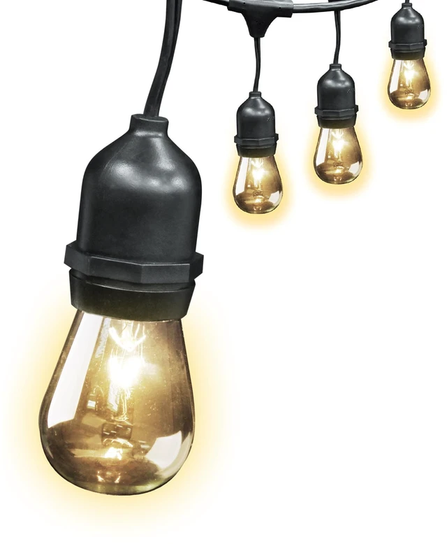 Main image of Feit Electric Incandescent Outdoor String Lights - 20ft, Linkable, SL20-10 | 10 Clear Bulbs + 5 Spares, 16/2 Heavy-Duty Cord, 2200K Warm White, Non Dimmable, 10 Sockets