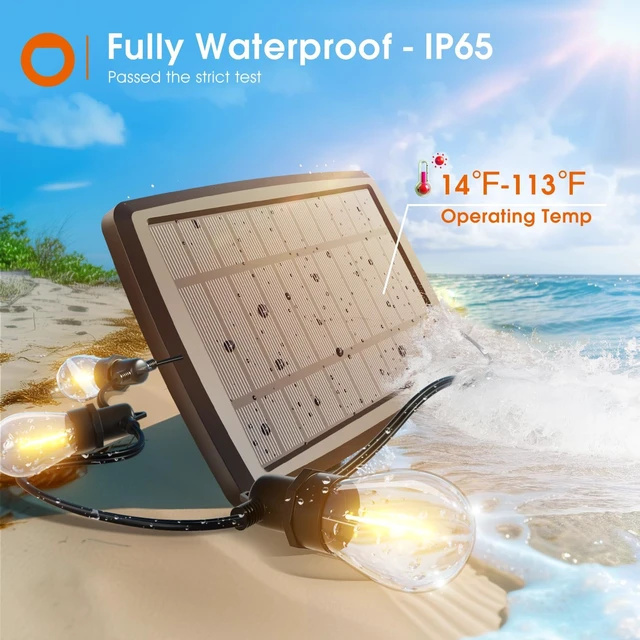 Alt view image 4 of 7 - addlon 102FT(96+6) Solar String Lights Outdoor, Last 20+ Hrs, USB Charging | IP65 Waterproof. Dimmable Timer via Remote. Memory, 3 Modes, 2700K Warm White. Easy Install for Patio, Backyard, Porch.