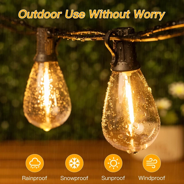 Alt view image 4 of 7 - Ollny S11 100FT Outdoor String Lights with Remote, Plug in Waterproof Connectable 3 Modes Dimmable Timers Patio Lights with 48+2 LED Spare Bulbs, Dusk to Dawn Outdoor Light for Outside Bistro Yard