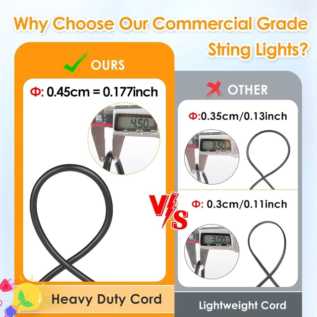 Alt view image 4 of 7 - Mlambert 3 Color Outdoor LED Dimmable String Lights with Remote 48FT, Black | Plug in, Jump/Fade/Static Modes, 2700K/4000K/5000K, 15 S14 Bulbs, Shatterproof, Waterproof, Linkable, Backyard Patio Decor