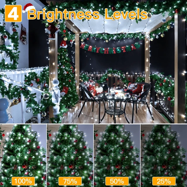 Alt view image 7 of 7 - Ollny Christmas Tree Lights 400LED 132FT, Remote Plug-in Christmas Lights with Timer and 8 Modes Waterproof Outdoor String Lights for Thanksgiving Xmas House Indoor Outside Decorations (Cool White)