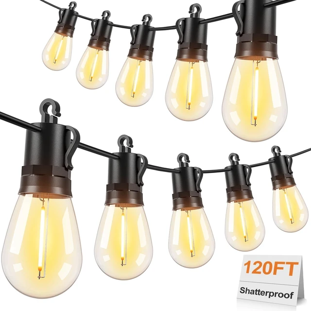 Main image of Brightever 120FT LED Outdoor String Lights for Patio Decor | Outside Hanging Lights with 34 Shatterproof S14 Vintage Edison Bulbs(2 Spare), Waterproof 2700K Dimmable