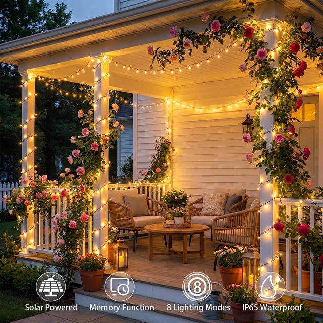 Alt view image 2 of 7 - SyouHome Solar String Lights Outdoor, 6 Pack 600 LED Solar Christmas Lights | 236FT, 8 Modes, Auto ON/OFF, Memory Function, Warm White Waterproof Outdoor Light for Garden, Patio, Xmas, Balcony